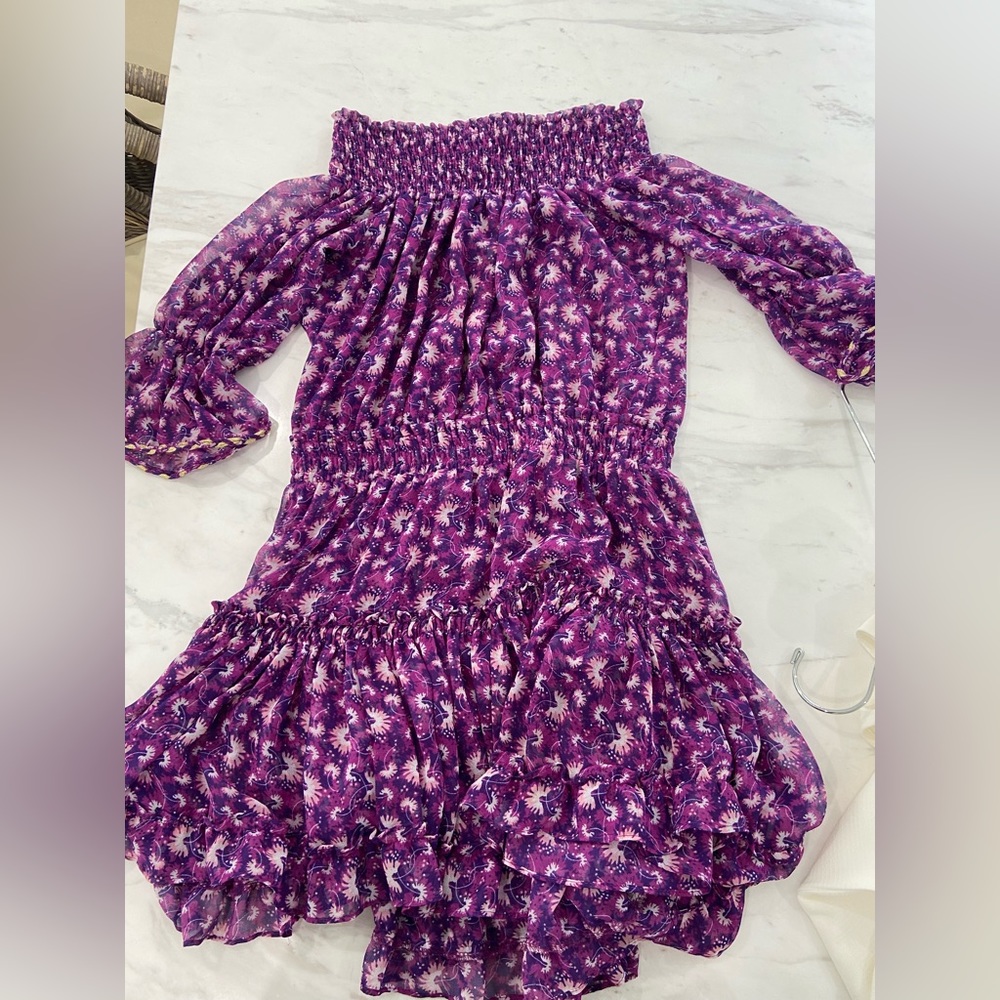 Off the shoulder purple MISA mini dress